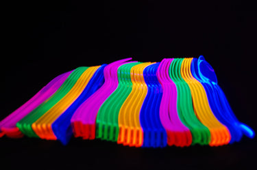UV Blacklight Reactive Assorted Heavy Weight Cutlery Set- 96 Count
